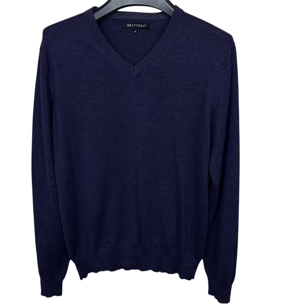 Men’s Merino Wool‎ Blend V-Neck Sweater Pullover Medium Purple
